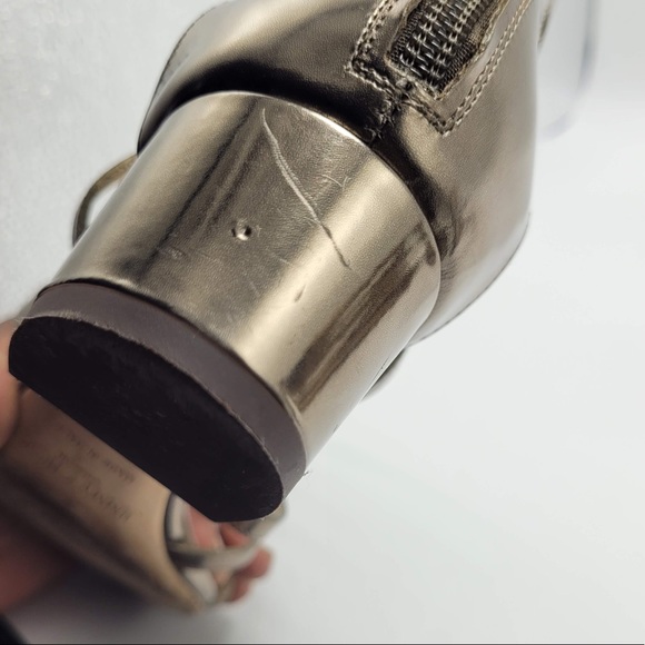 Jimmy Choo Gold Gladiator Block Heeled Sandals - Picture 10 of 13